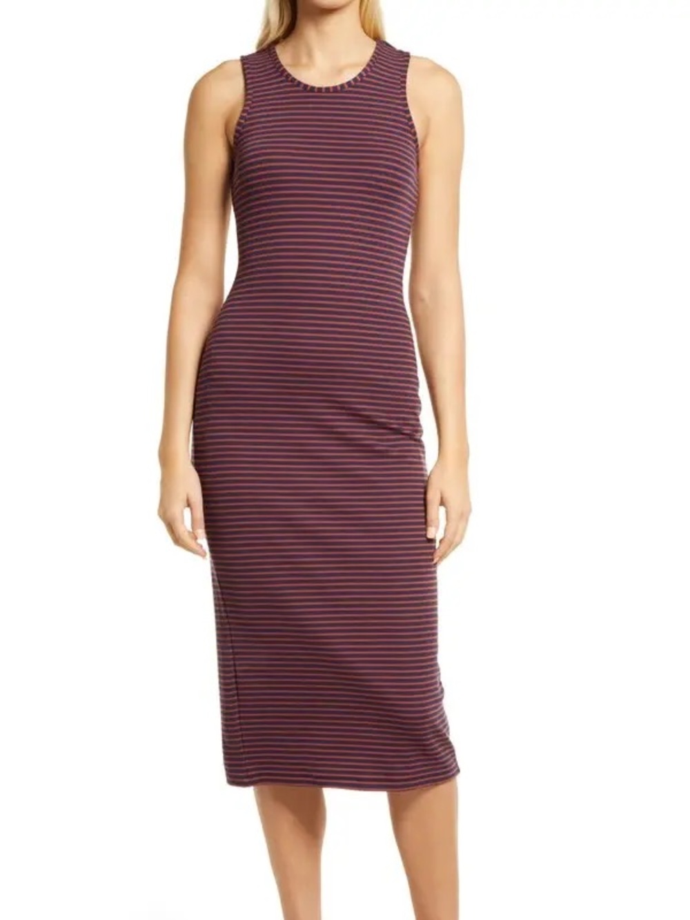 Marine Layer Dress Womens Large Lexi Daytime Rib Striped Outdoors Sleeveless